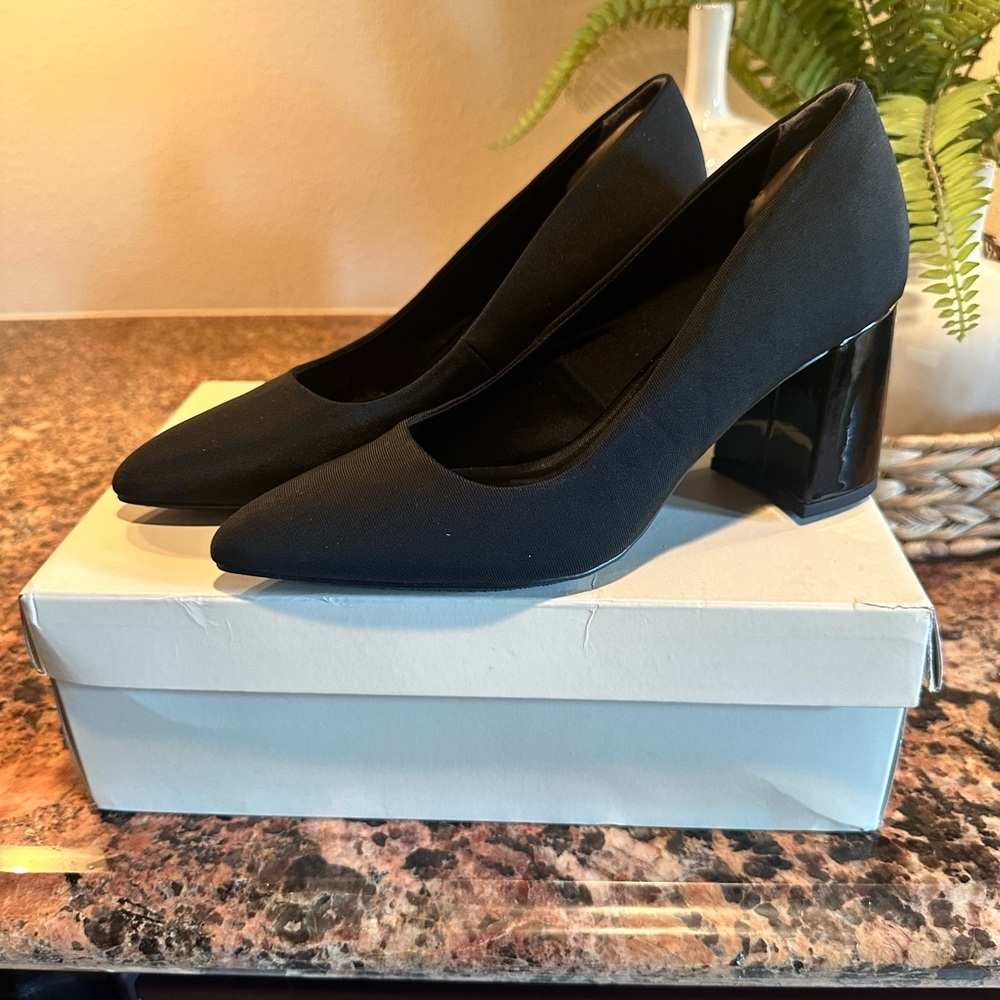 Anne Klein Black Block Heel Pumps